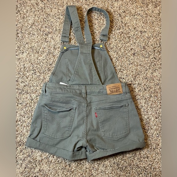 Big Girls Green Denim Shortalls size 12R - Picture 2 of 5
